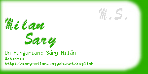 milan sary business card
